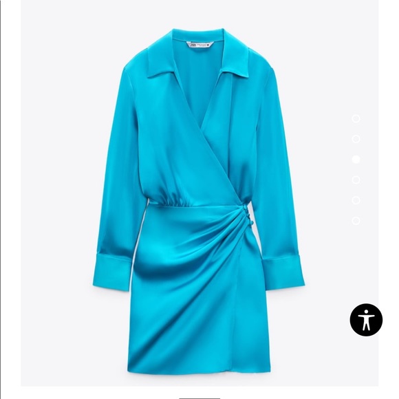 Zara blue satin wrap mini dress - Picture 4 of 11
